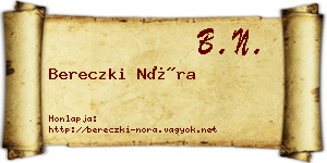 Bereczki Nóra névjegykártya